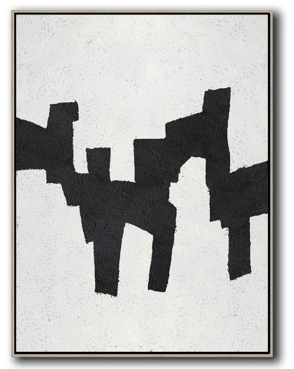 Extra Large Textured Painting On Canvas,Black And White Minimal Painting On Canvas - Lounge Room Decor