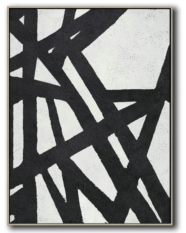 Large Modern Abstract Painting,Black And White Minimal Painting On Canvas - Contemporary Abstract Painting