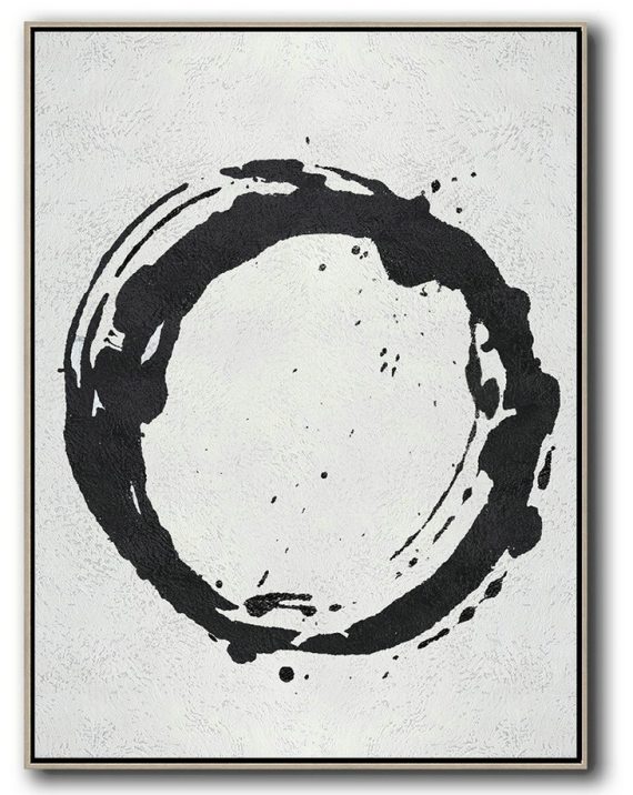 Large Abstract Painting,Black And White Minimal Painting On Canvas - Contemporary Art Canvas Painting