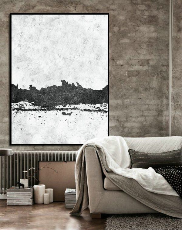 Large Abstract Painting On Canvas,Black And White Minimal Painting On Canvas - Multicolor Abstract Painting - Image 2