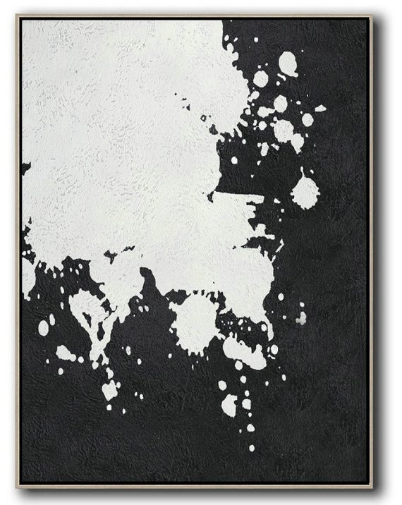 Large Contemporary Art Acrylic Painting,Black And White Minimal Painting On Canvas - Abstract Artwork Online