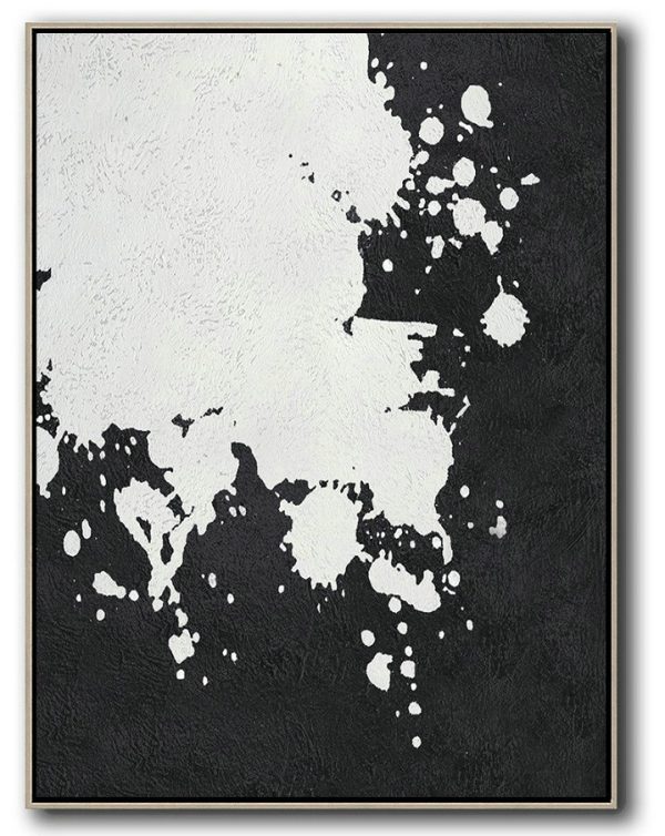 Large Contemporary Art Acrylic Painting,Black And White Minimal Painting On Canvas - Abstract Artwork Online