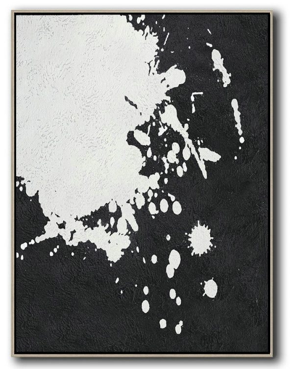 Hand Painted Extra Large Abstract Painting,Black And White Minimal Painting On Canvas - Abstract Painting For Home