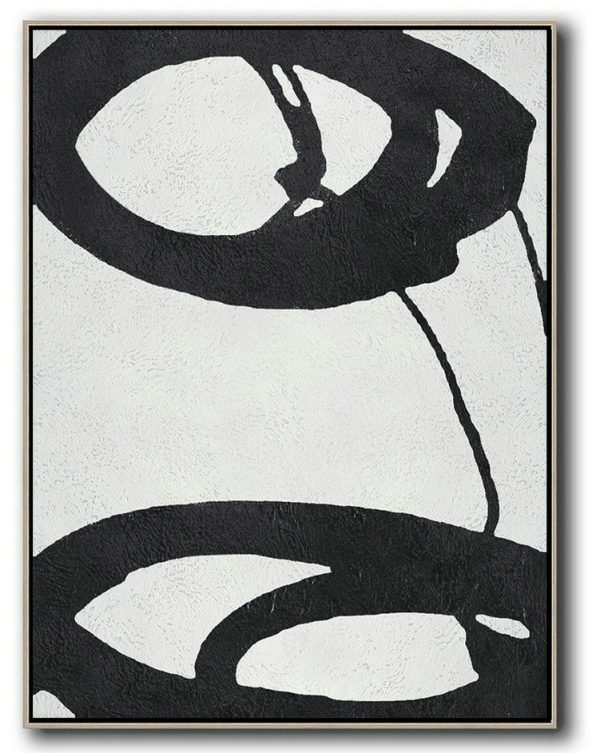 Extra Large Canvas Art,Black And White Minimal Painting On Canvas - Large Living Room Decor