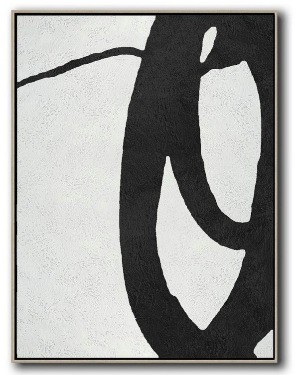 Canvas Artwork For Living Room,Black And White Minimal Painting On Canvas - Canvas Wall Art Home Decor