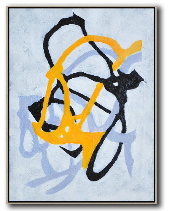 Large Abstract Art,Hand-Painted Black And White Minimal Painting On Canvas - Modern Art Abstract Painting