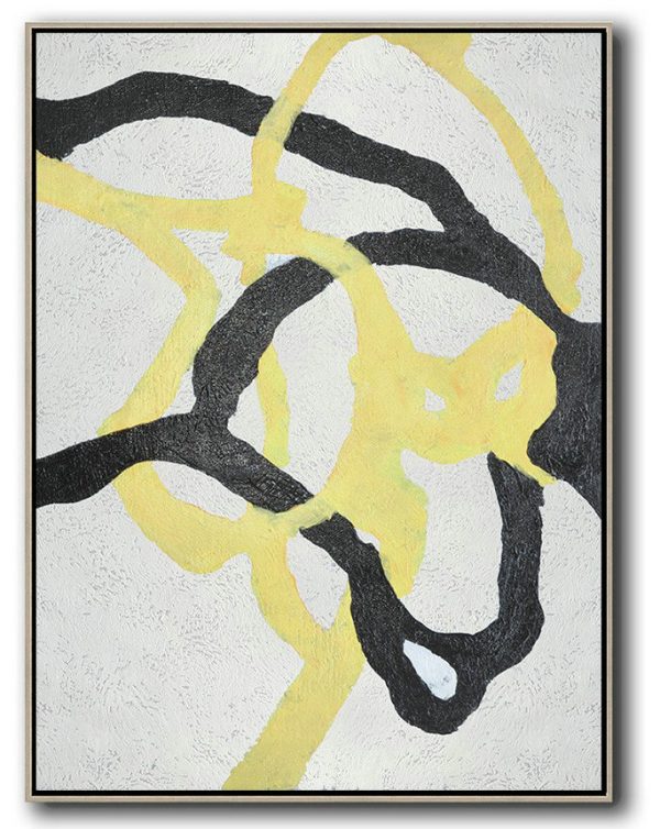 Original Artwork Extra Large Abstract Painting,Hand-Painted Black And White Minimal Painting On Canvas - Modern Paintings On Canvas