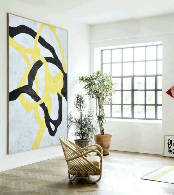 Original Artwork Extra Large Abstract Painting,Hand-Painted Black And White Minimal Painting On Canvas - Modern Paintings On Canvas - Image 2