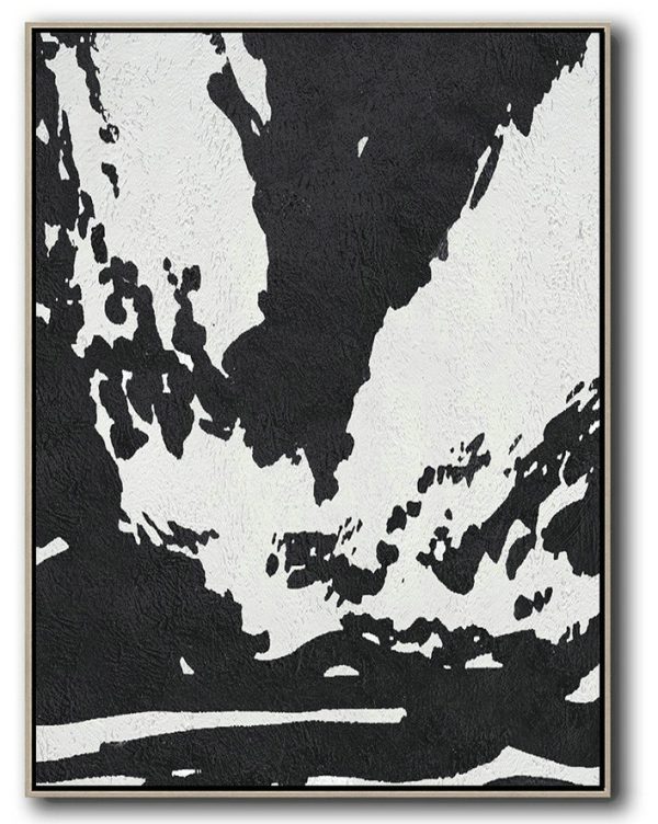 Lounge Room Decor,Black And White Minimal Painting On Canvas - Modern Art Abstract Painting