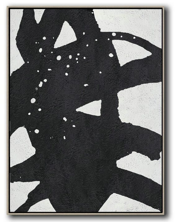 Giant Wall Decor,Black And White Minimal Painting On Canvas - Original Art Acrylic Painting