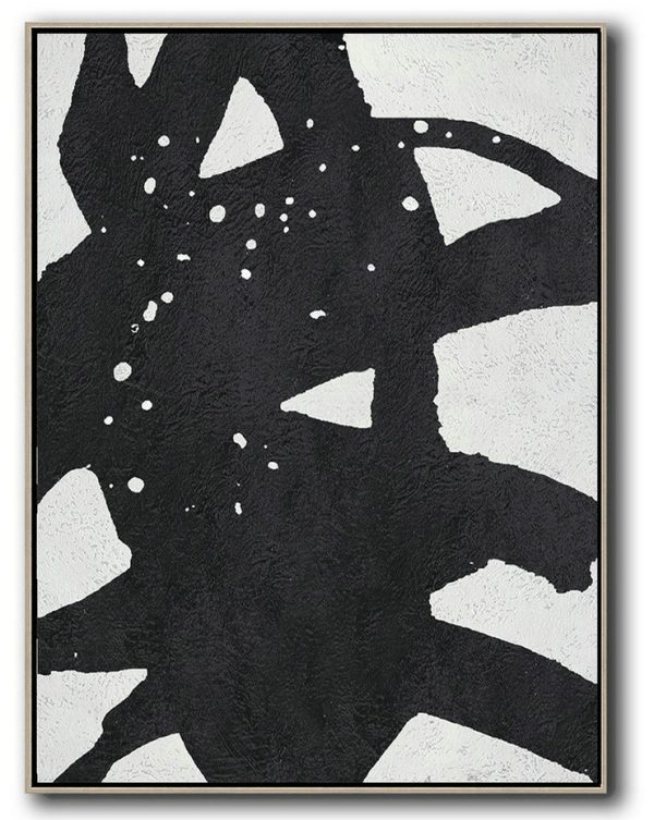 Giant Wall Decor,Black And White Minimal Painting On Canvas - Original Art Acrylic Painting