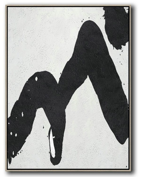 Lounge Wall Decor,Black And White Minimal Painting On Canvas - Modern Art Abstract Painting