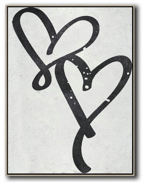 Abstract Artwork Online,Black And White Minimal Painting On Canvas - Modern Art Abstract Painting