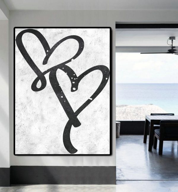 Abstract Artwork Online,Black And White Minimal Painting On Canvas - Modern Art Abstract Painting - Image 3