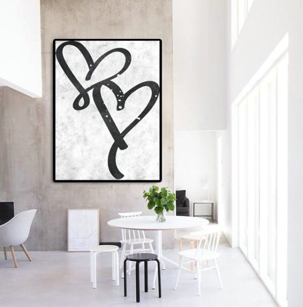 Abstract Artwork Online,Black And White Minimal Painting On Canvas - Modern Art Abstract Painting - Image 5