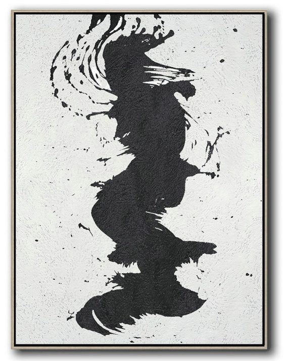 Original Abstract Oil Paintings,Black And White Minimal Painting On Canvas - Acrylic Painting On Canvas