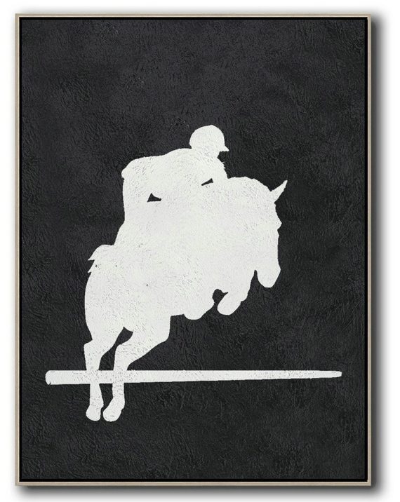 Huge Abstract Canvas Art,Black And White Minimal Painting On Canvas - Large Abstract Wall Art