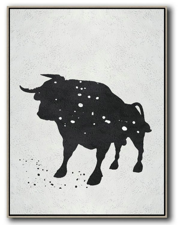 Huge Abstract Canvas Art,Black And White Minimal Painting On Canvas - Oversized Custom Canvas Art