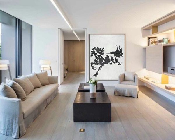 Large Wall Art Canvas,Black And White Minimal Painting On Canvas - Art Work - Image 4