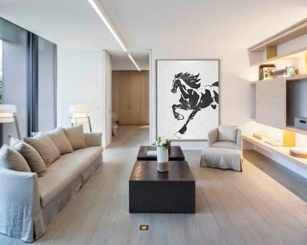 Large Wall Art Canvas,Black And White Minimal Painting On Canvas - Art Work - Image 7