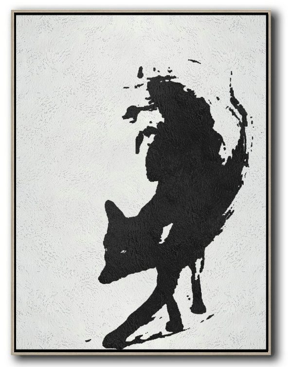 Extra Large Canvas Art,Handmade Acrylic Painting,Black And White Minimal Painting On Canvas - Large Wall Canvas