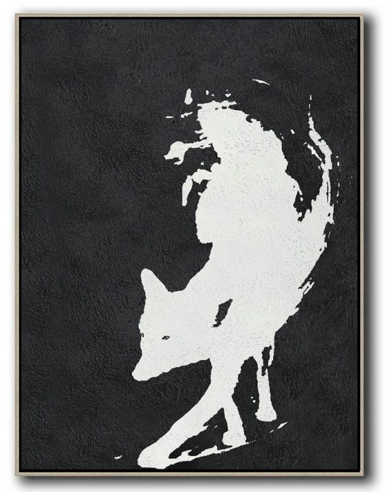 Hand Painted Acrylic Painting,Black And White Minimal Painting On Canvas - Huge Canvas Art On Canvas