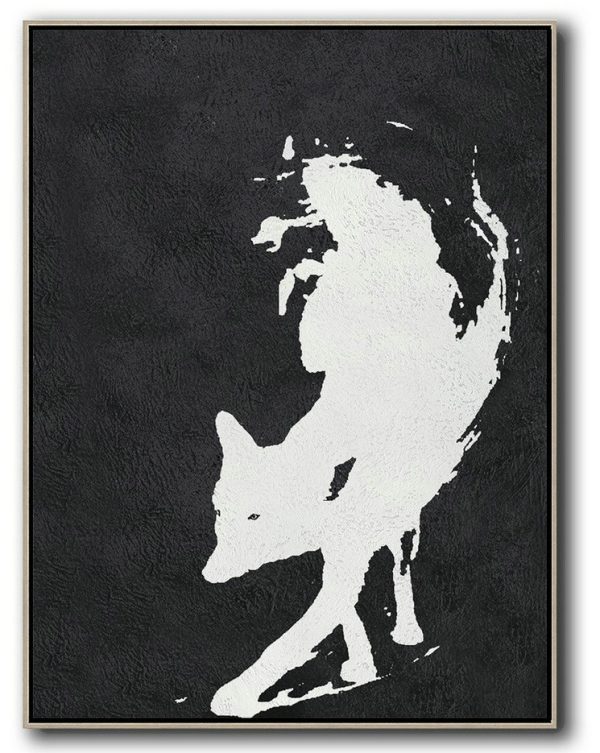 Hand Painted Acrylic Painting,Black And White Minimal Painting On Canvas - Huge Canvas Art On Canvas