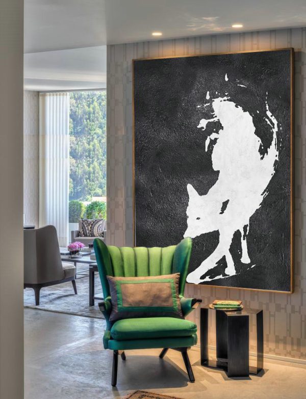 Hand Painted Acrylic Painting,Black And White Minimal Painting On Canvas - Huge Canvas Art On Canvas - Image 2