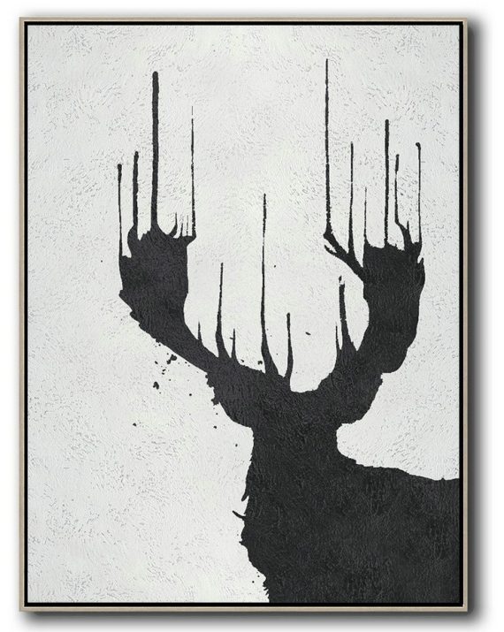 Original Art Acrylic Painting,Black And White Minimal Painting On Canvas - Abstract Painting Modern Art