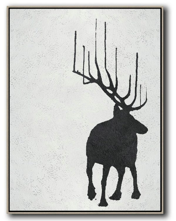 Acrylic Painting On Canvas,Black And White Minimal Painting On Canvas - Large Canvas Art
