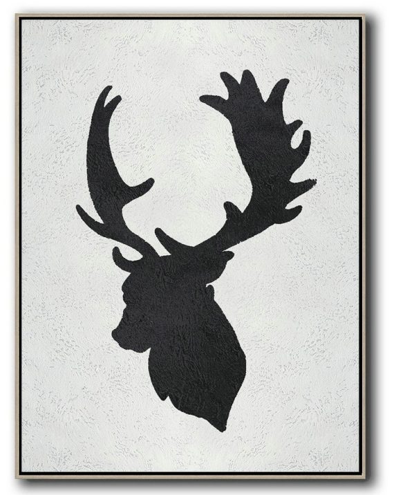 Large Canvas Wall Art For Sale,Black And White Minimal Painting On Canvas - Original Art Acrylic Painting