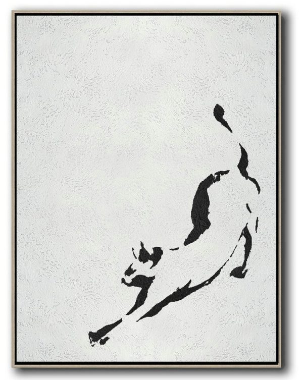 Modern Paintings On Canvas,Black And White Minimal Painting On Canvas - Contemporary Art Canvas Painting
