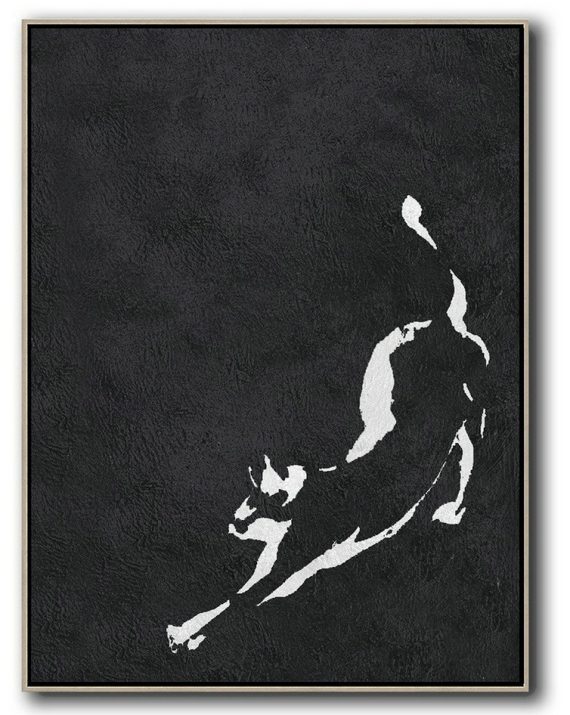 Extra Large Wall Art,Black And White Minimal Painting On Canvas - Canvas Wall Paintings