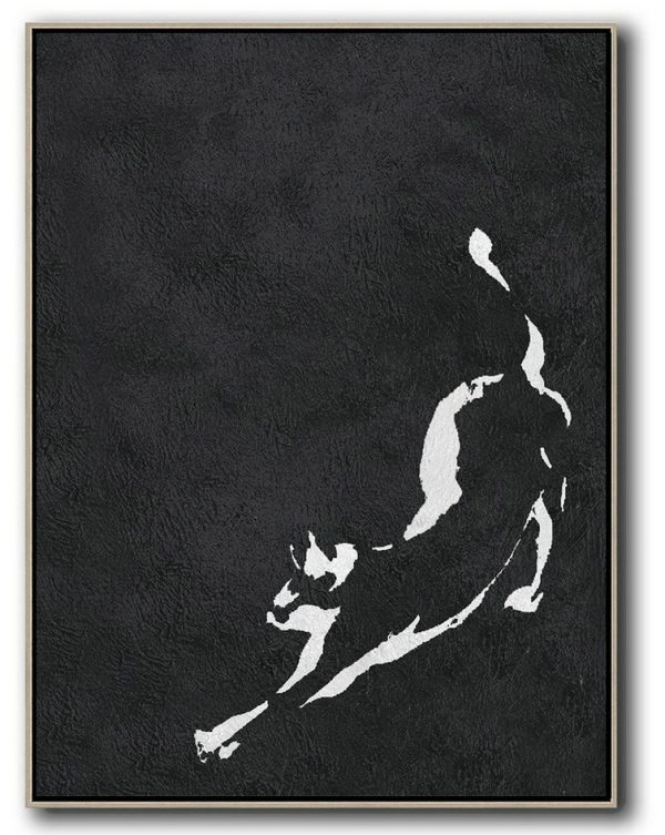 Extra Large Wall Art,Black And White Minimal Painting On Canvas - Canvas Wall Paintings