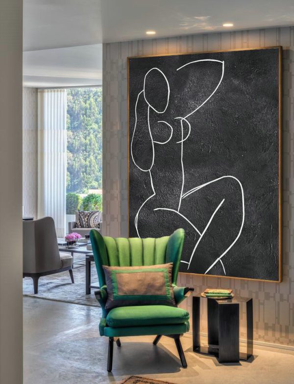 Large Oil Canvas Art,Black And White Minimal Painting On Canvas - Handmade Acrylic Painting - Image 2