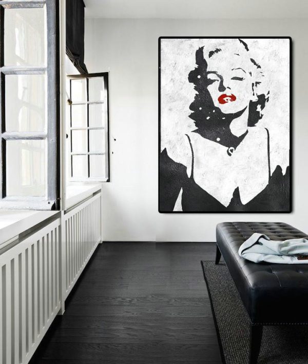 Large Contemporary Art Acrylic Painting,Black And White Minimal Painting On Canvas - Large Colorful Wall Art - Image 2