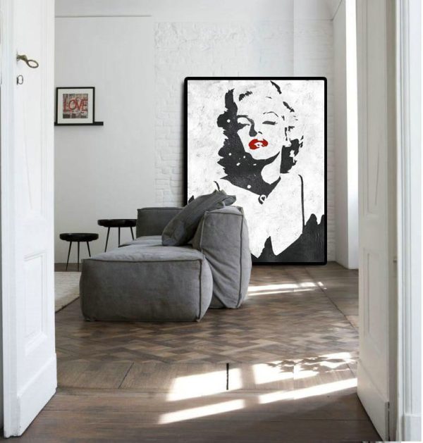 Large Contemporary Art Acrylic Painting,Black And White Minimal Painting On Canvas - Large Colorful Wall Art - Image 3