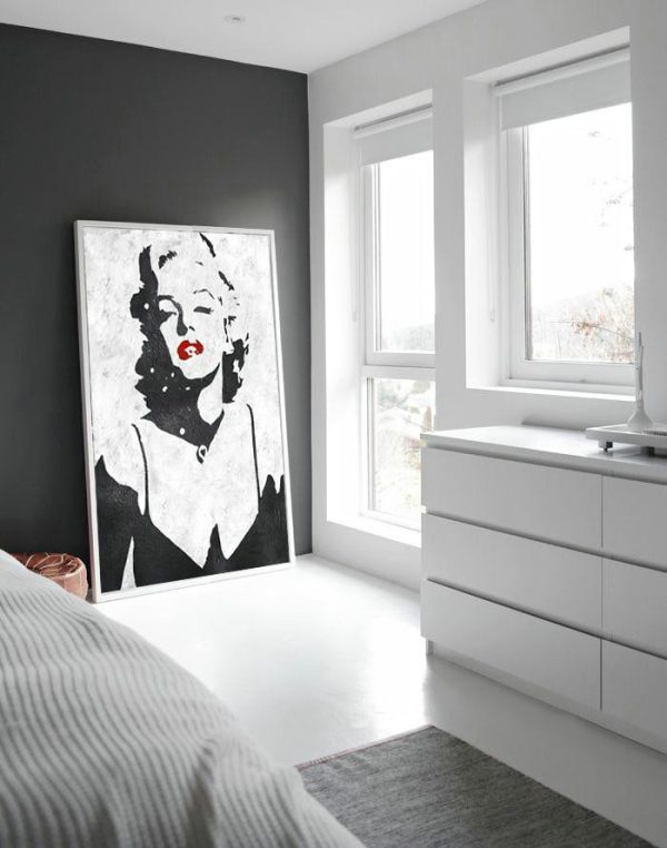 Large Contemporary Art Acrylic Painting,Black And White Minimal Painting On Canvas - Large Colorful Wall Art - Image 4