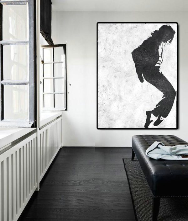 Extra Large Acrylic Painting On Canvas,Black And White Minimal Painting On Canvas - Modern Art - Image 3