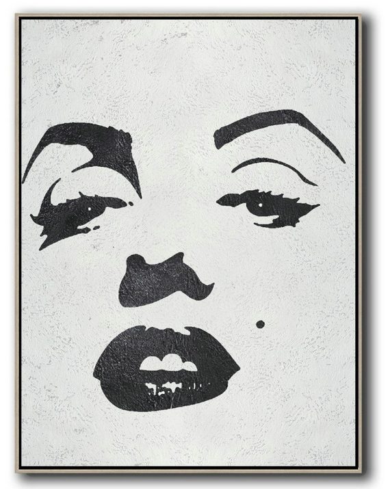 Hand Painted Original Art,Black And White Minimal Painting On Canvas - Hand Painted Original Art