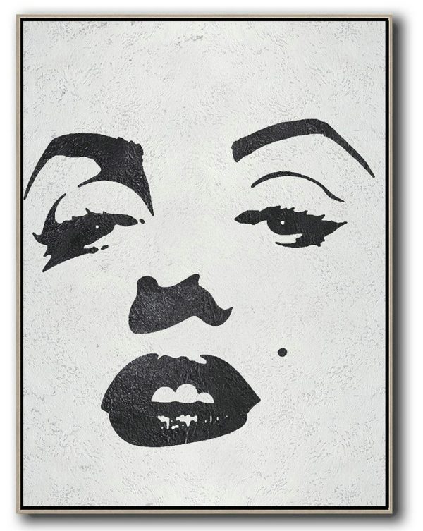 Hand Painted Original Art,Black And White Minimal Painting On Canvas - Hand Painted Original Art