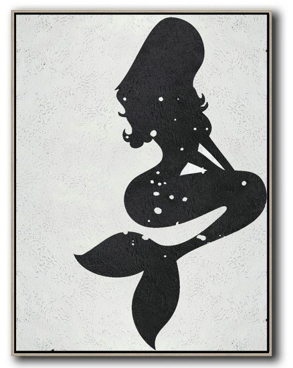 Extra Large Paintings,Black And White Minimal Painting On Canvas - Oversized Art