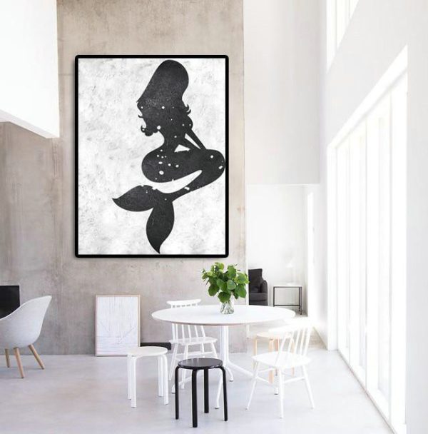 Extra Large Paintings,Black And White Minimal Painting On Canvas - Oversized Art - Image 4