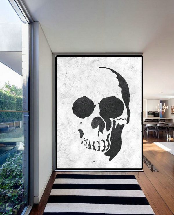 Hand Painted Extra Large Abstract Painting,Black And White Minimal Painting On Canvas - Large Wall Art Canvas - Image 2