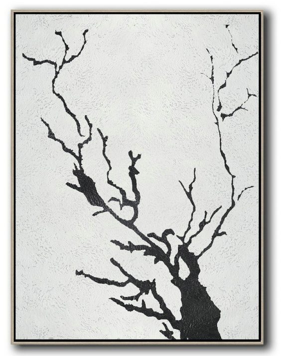 Unique Canvas Art,Black And White Minimal Painting On Canvas - Canvas Paintings For Sale