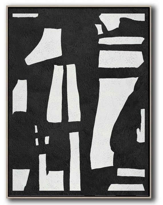 Large Canvas Art,Black And White Minimal Painting On Canvas - Large Wall Canvas Paintings