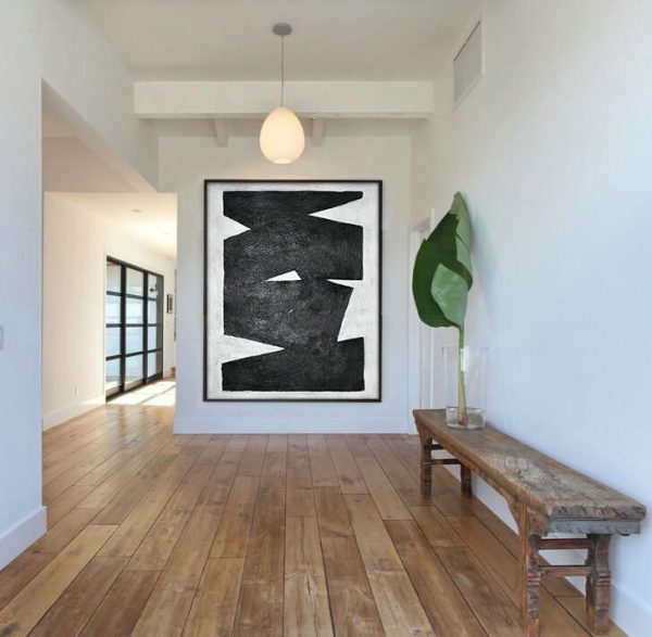 Large Abstract Painting,Black And White Minimal Painting On Canvas - Oversized Wall Decor - Image 2