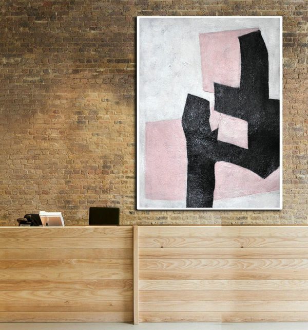 Handmade Extra Large Contemporary Painting,Hand-Painted Black And White Minimal Painting On Canvas - Hand Made Original Art - Image 2
