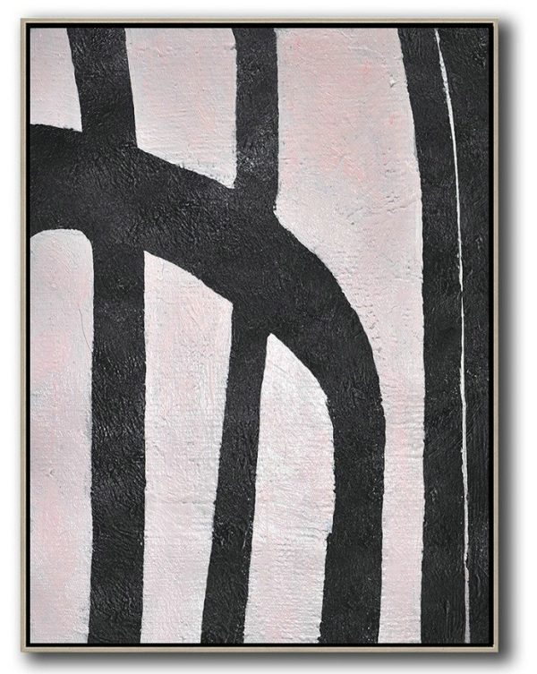 Extra Large Textured Painting On Canvas,Hand-Painted Black And White Minimal Painting On Canvas - Hand Painted Abstract Art