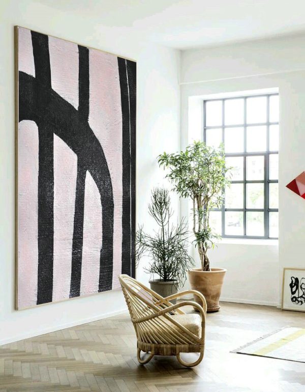 Extra Large Textured Painting On Canvas,Hand-Painted Black And White Minimal Painting On Canvas - Hand Painted Abstract Art - Image 2